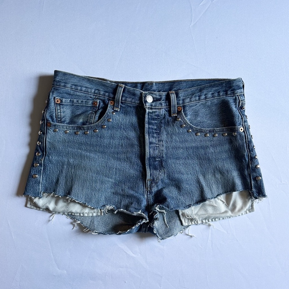 Levi's 501 Blue Studded Jean Cutoff Shorts